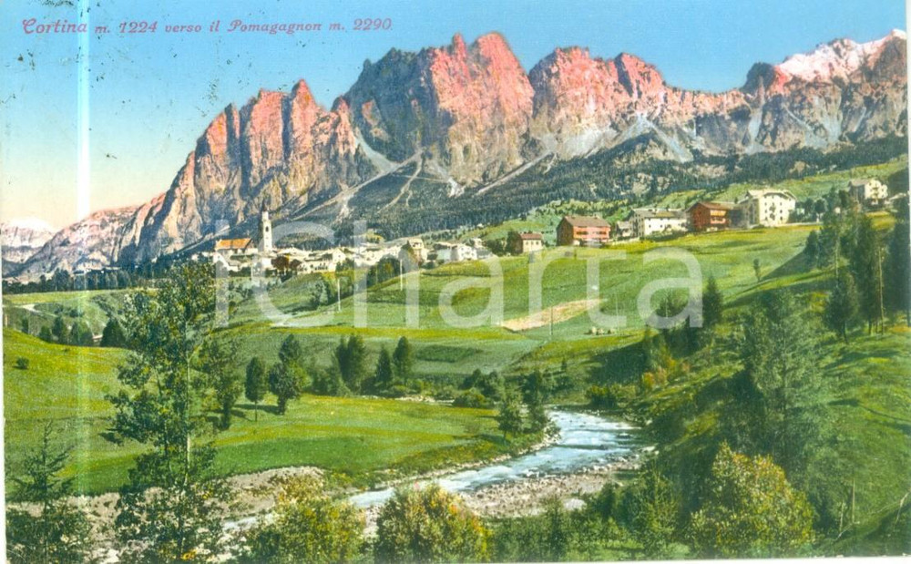Cartolina originale da collezione 1928 CORTINA D AMPEZZO Panorama della valle verso il POMAGAGNON Cartolina FP VG 1