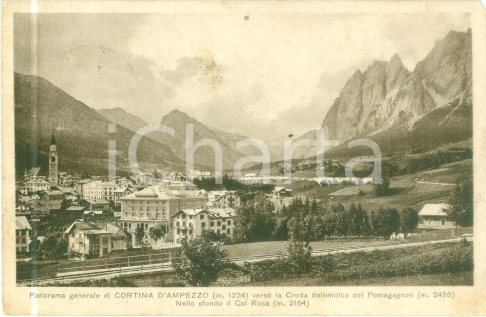 Cartolina originale da collezione 1923 CORTINA D AMPEZZO BL Panorama verso la CRODA dolomitica Cartolina FP VG 1