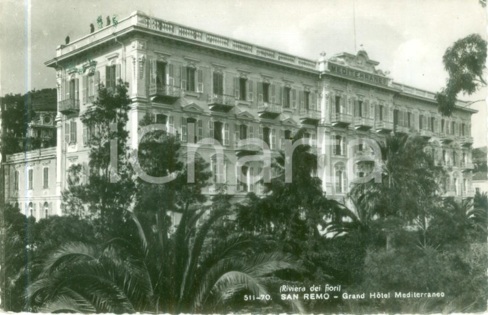 Cartolina originale da collezione 1953 SANREMO IM Il Grand Hotel MEDITERRANEO Cartolina postale FP VG 1