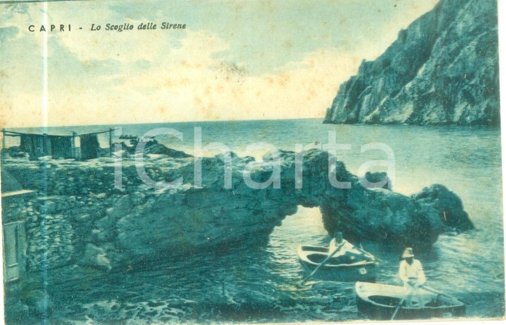 Cartolina originale da collezione 1942 CAPRI NA Barcaioli allo Scoglio delle Sirene Cartolina FP VG 1