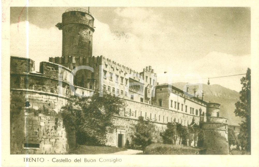 Cartolina originale da collezione 1937 TRENTO Il Castello del BUON CONSIGLIO Cartolina FP VG 1