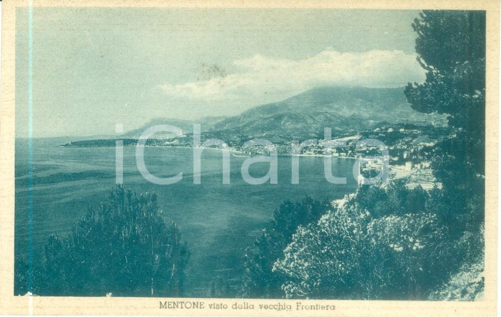 Cartolina originale da collezione 1941 MENTONE FRANCE Panorama dalla vecchia Frontiera Cartolina FP VG 1