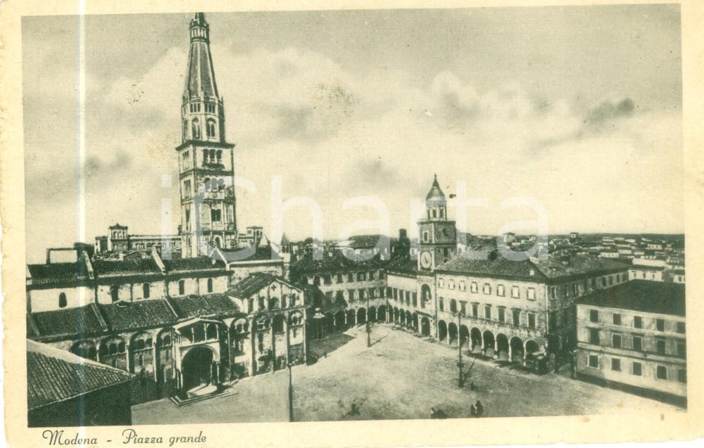 Cartolina originale da collezione 1931 MODENA Panorama di Piazza Grande Cartolina postale FP VG 1
