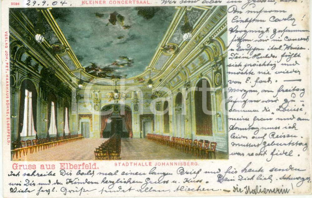 Cartolina originale da collezione 1904 WUPPERTAL ELBERFELD DE La piccola sala dei concerti Cartolina FP VG 1