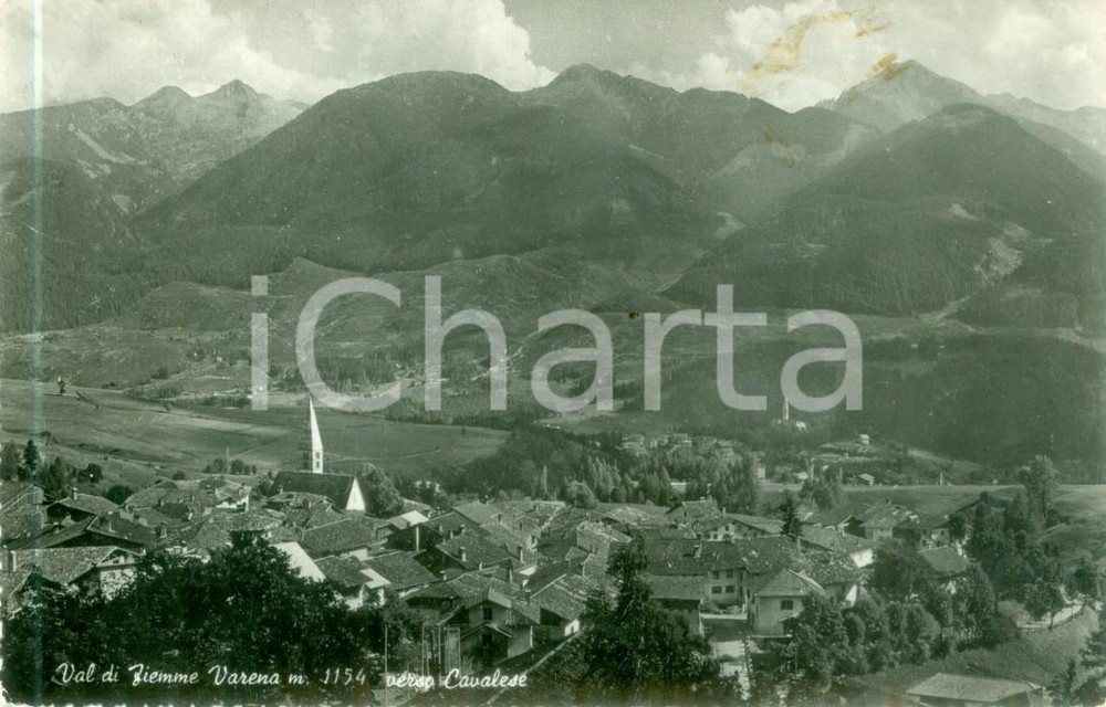 Cartolina originale da collezione 1953 VARENA TN Panorama della Val di FIEMME verso CAVALESE Cartolina FP VG 1