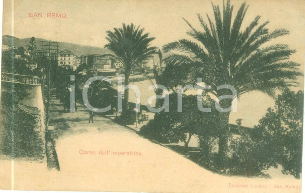 Cartolina originale da collezione 1900 ca SANREMO IM Corso dell Imperatrice Cartolina postale FP NV 1