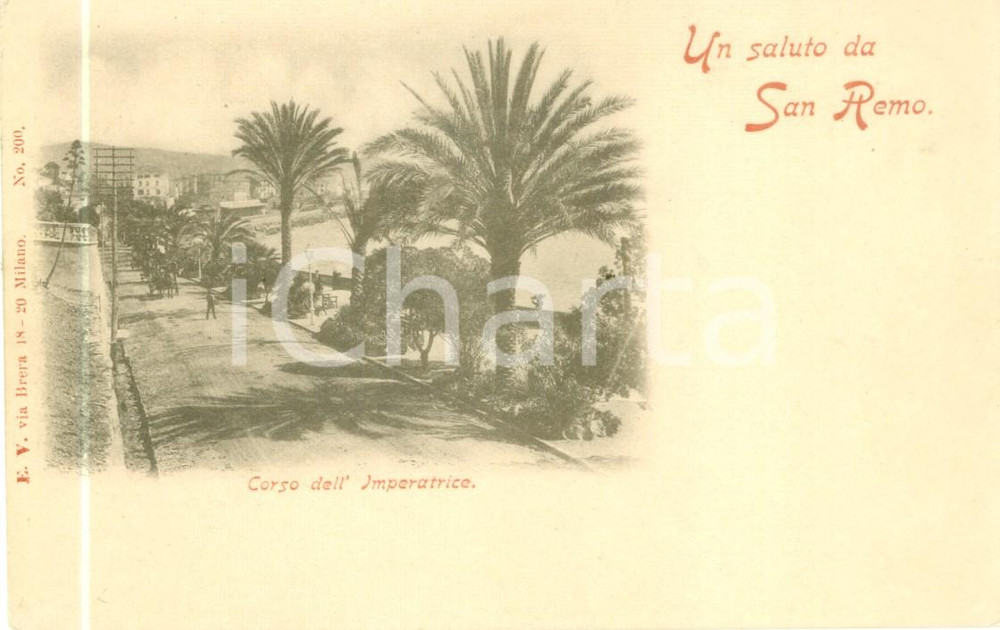 Cartolina originale da collezione 1900 ca SANREMO IM Veduta di Corso dell Imperatrice Cartolina postale FP NV 1