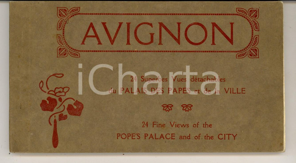 Materiale pubblicitario d’epoca 1910 ca AVIGNON Vues palais des Papes et ville Album 21 cartoline INCOMPLETO 1