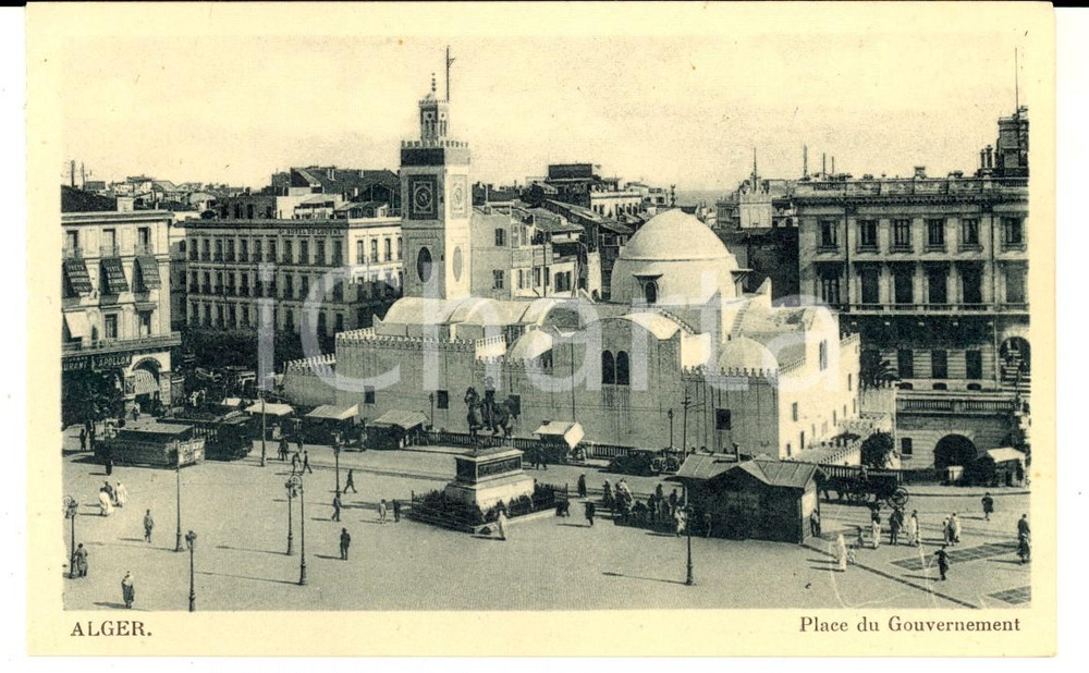 Cartolina originale da collezione 1950 ca ALGER Place du Gouvernement Carte postale ANIMEE VINTAGE 1