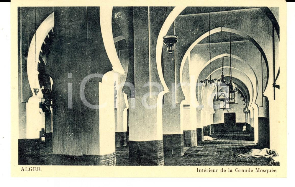 Cartolina originale da collezione 1950 ca ALGER IntÃ©rieur de la Grande MosquÃ©e Carte postale VINTAGE 1