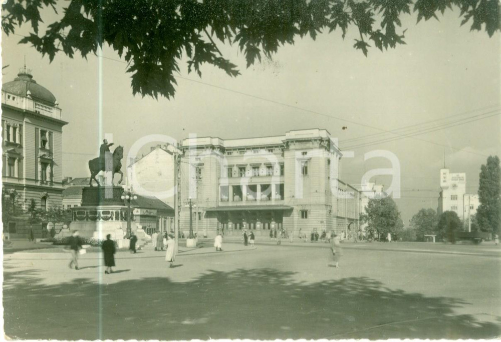 Cartolina originale da collezione 1955 BELGRADO SERBIA Trg Republike Piazza della Repubblica Cartolina FG VG 1
