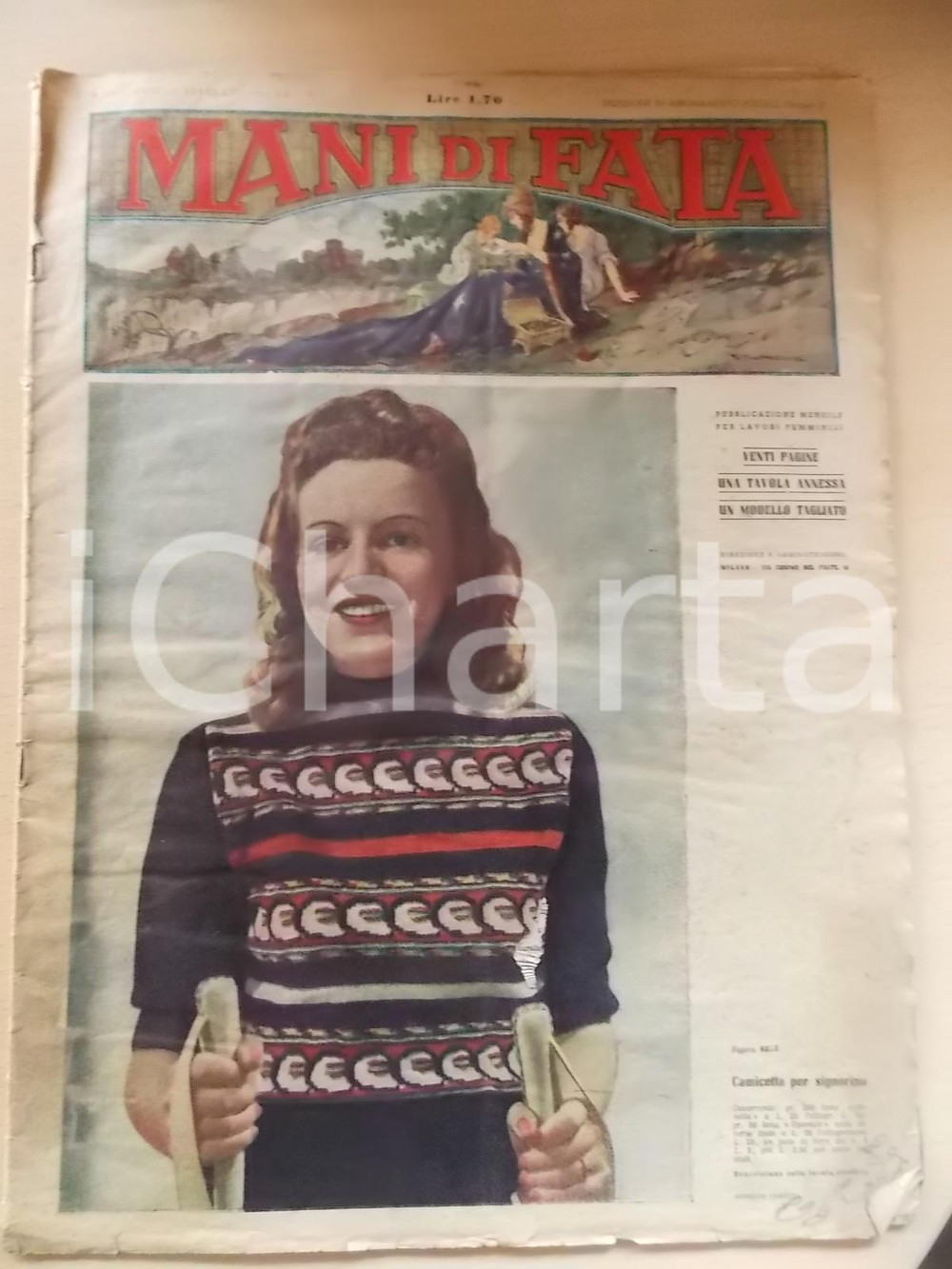 Giornale, rivista storica 1942 MILANO MANI DI FATA Camicetta per signorina Rivista RICAMO anno XVII nÂ° 2 1
