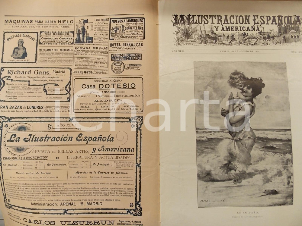 Giornale, rivista storica 1902 LA ILUSTRACION ESPANOLA Viaje regio PAMPLONA BURGOS Sovracoperta nÂ° XXXII 1