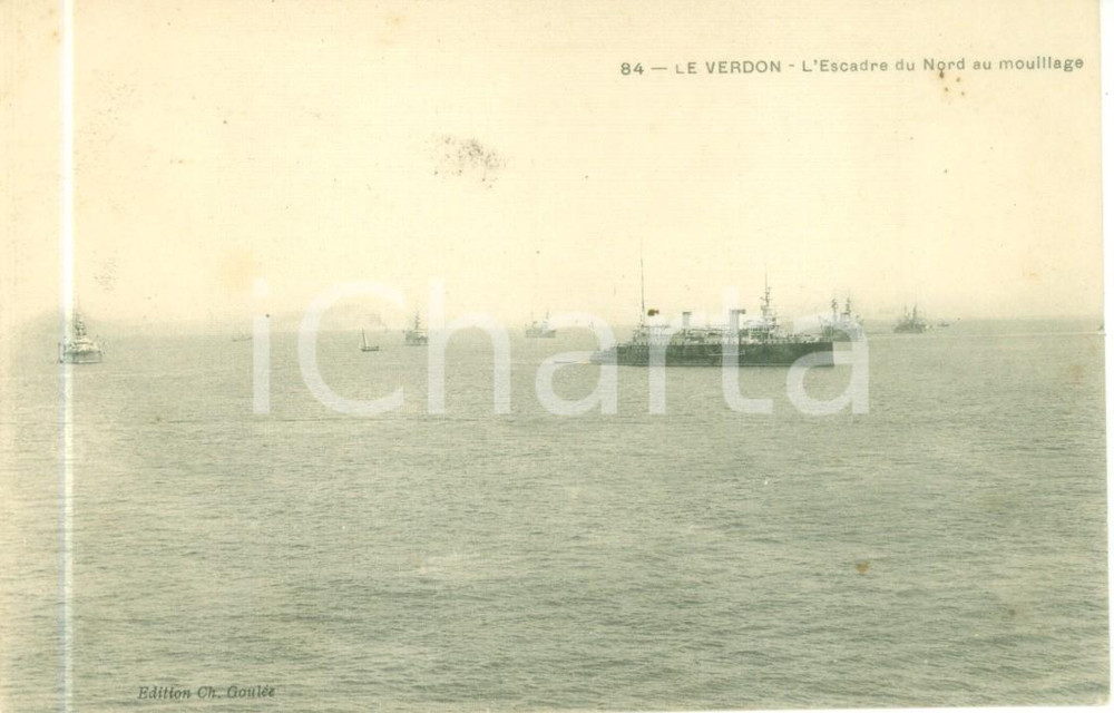 Cartolina originale da collezione 1930 ca LE VERDON SUR MER FRANCE Escadre du Nord au mouillage Cartolina FP NV 1
