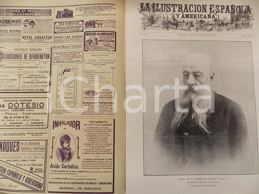 Giornale, rivista storica 1902 LA ILUSTRACION ESPANOLA Nuestros grabados Sovracoperta nÂ°XXXIII 1