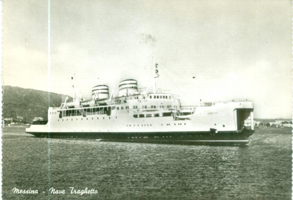 Cartolina originale da collezione 1969 MESSINA Nave traghetto CARIDDI Cartolina postale FG VG 1