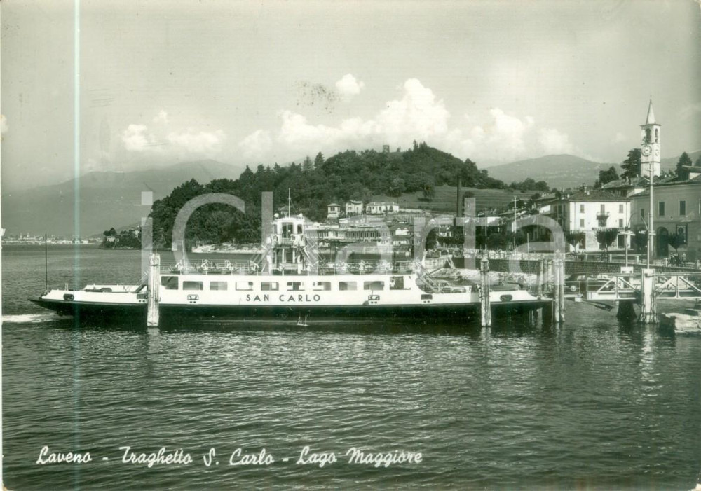 Cartolina originale da collezione 1952 LAVENO MOMBELLO VA Traghetto SAN CARLO sul Lago Maggiore Cartolina FG VG 1