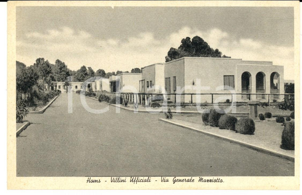 Cartolina originale da collezione 1930 ca HOMS LIBIA Villini ufficiali  via Generale MAZZIOTTO Cartolina FP NV 1