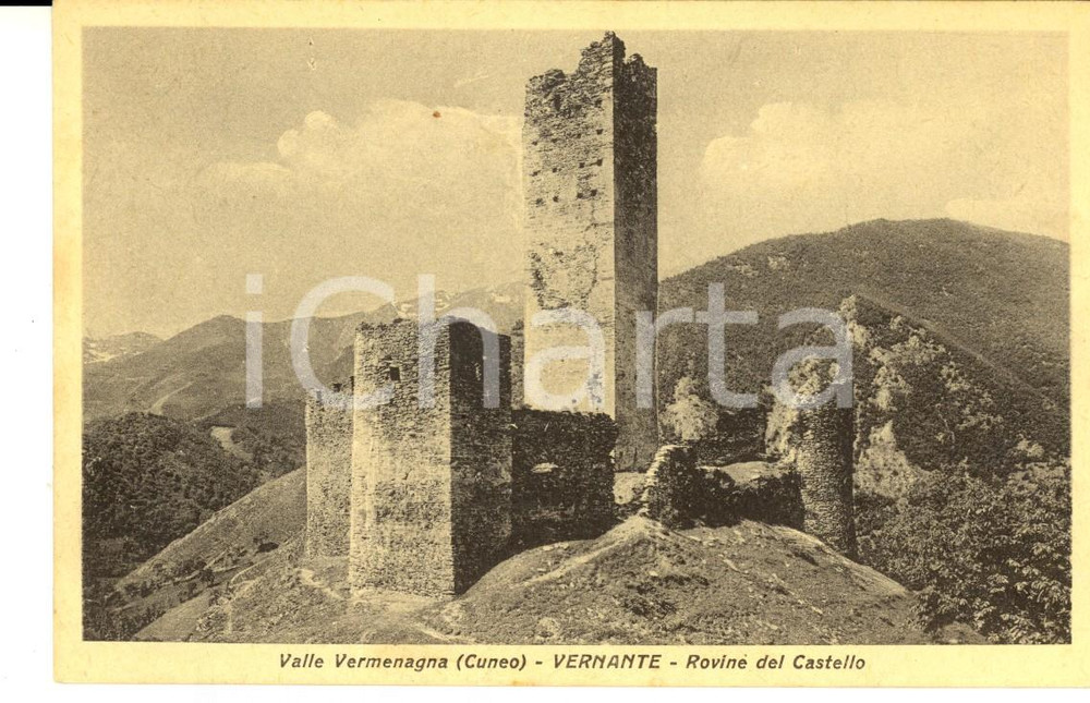 Cartolina originale da collezione 1941 VERNANTE CN Rovine del castello in VAL VERMENAGNA Cartolina postale FP 1