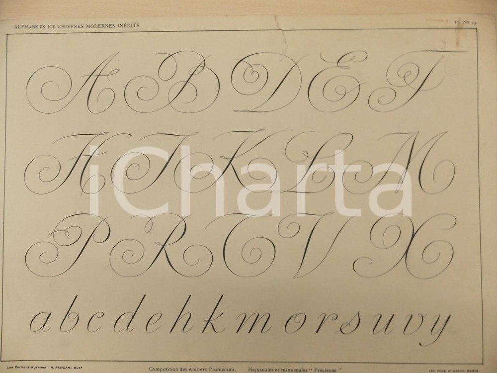 Stampa, bozzetto originale 1931 PANZANI Lettres modernes  Composition Atelier PLUMEREAU PRECIEUSE Pl. 19 1