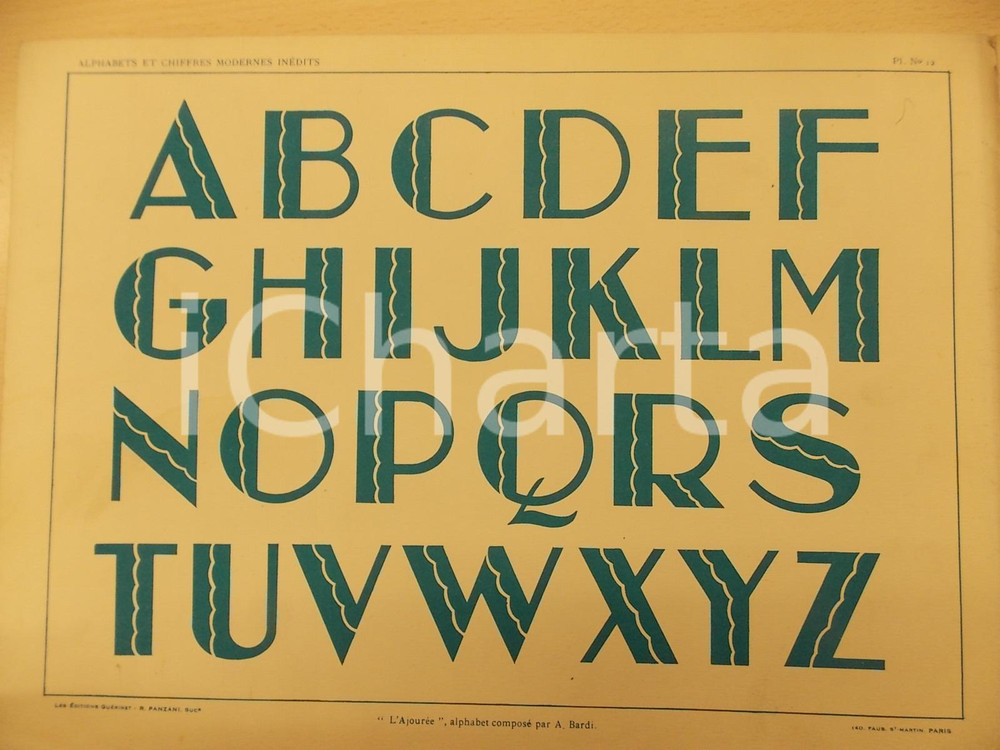 Stampa, bozzetto originale 1931 PANZANI Lettres et rehauts modernes  Composition A. BARDI  AJOUREE Pl. 12 1