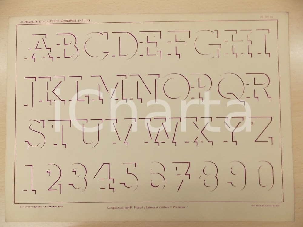 Stampa, bozzetto originale 1931 PANZANI Lettres modernes  Composition par PICAUD  PROMESSE Pl. 24 1