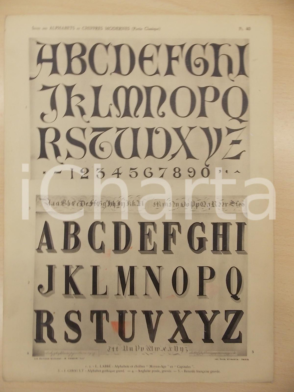 Stampa, bozzetto originale 1931 PANZANI Lettres modernes  Composition LABBE   GIRAULT Gothique Pl. 40 1