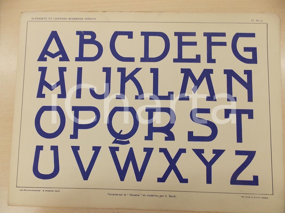 Stampa, bozzetto originale 1931 PANZANI Lettres modernes  Composition A. BARDI  Variante MONSTRE Pl. 21 1