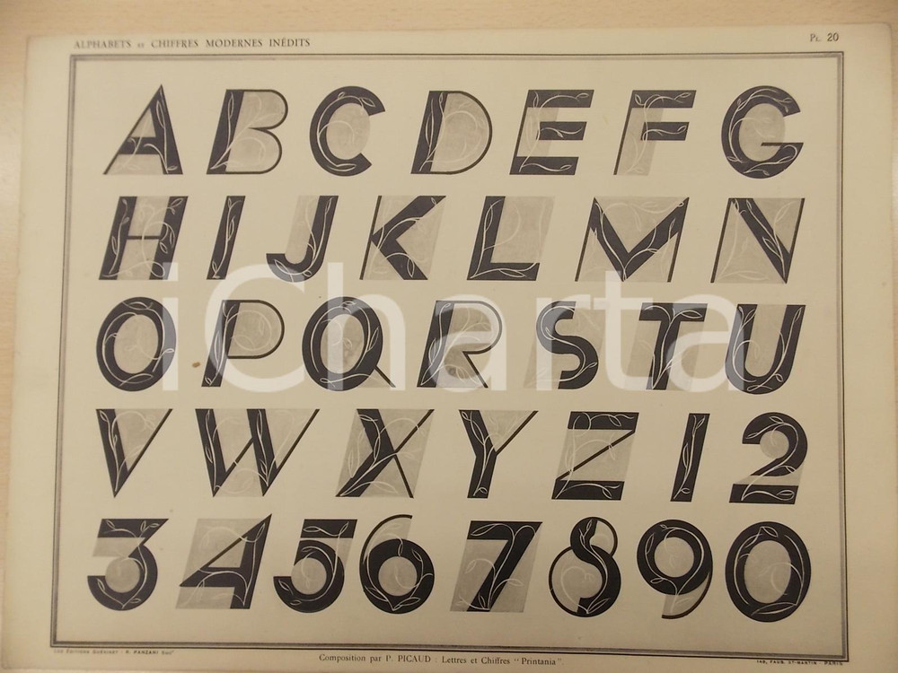 Stampa, bozzetto originale 1931 PANZANI Lettres modernes  Composition par PICAUD  PRINTANIA Pl. 20 1