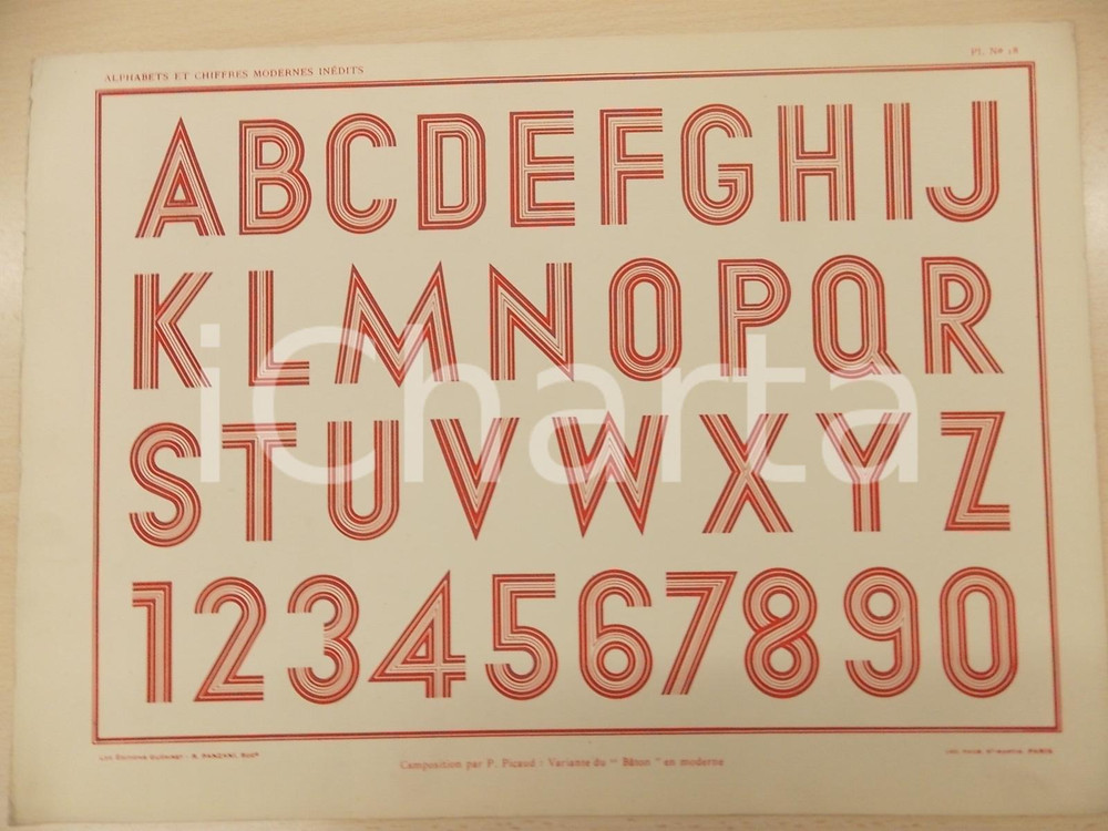 Stampa, bozzetto originale 1931 PANZANI Lettres modernes  Composition PICAUD  Variante BATON Pl. 18 1