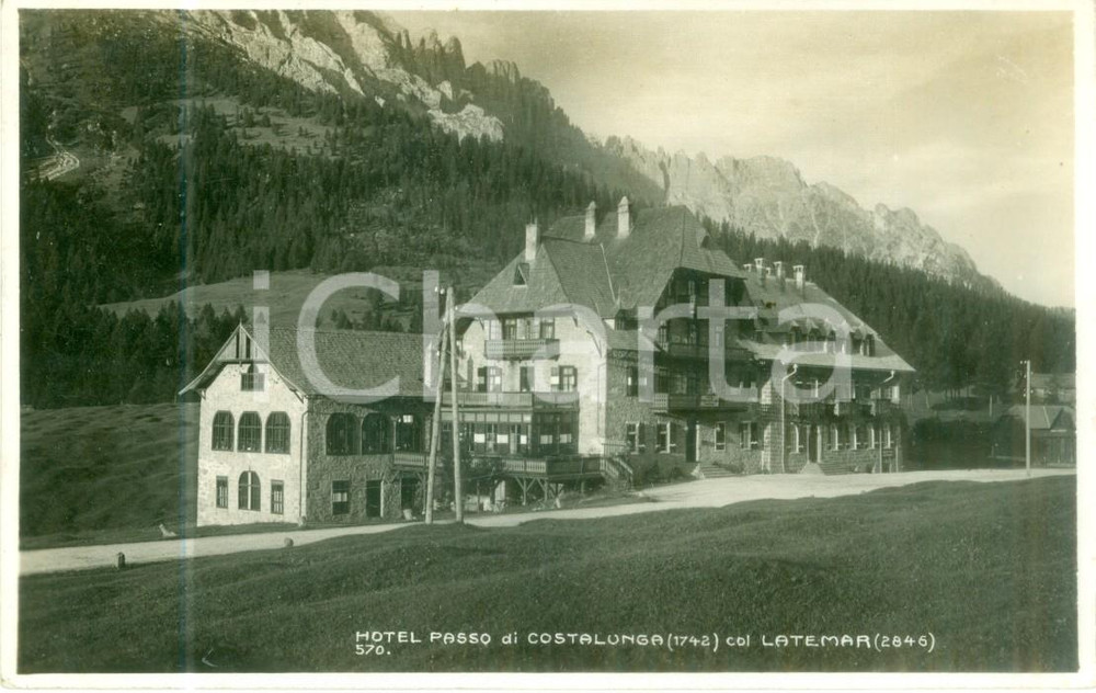 Cartolina originale da collezione 1935 ca PASSO DI COSTALUNGA TN Hotel Passo di Costalunga col LATEMAR Cartolina 1
