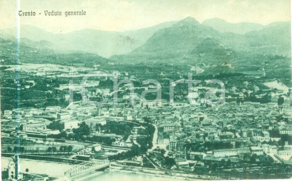 Cartolina originale da collezione 1919 TRENTO Veduta generale della cittÃ  Cartolina postale FP NV 1