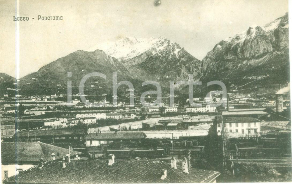 Cartolina originale da collezione 1918 LECCO Panorama della cittÃ  con le montagne Cartolina FP NV 1