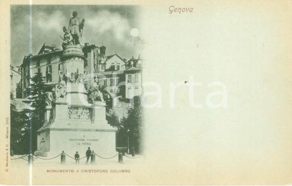 Cartolina originale da collezione 1900 ca GENOVA Il monumento a Cristoforo COLOMBO Cartolina FP  NV 1