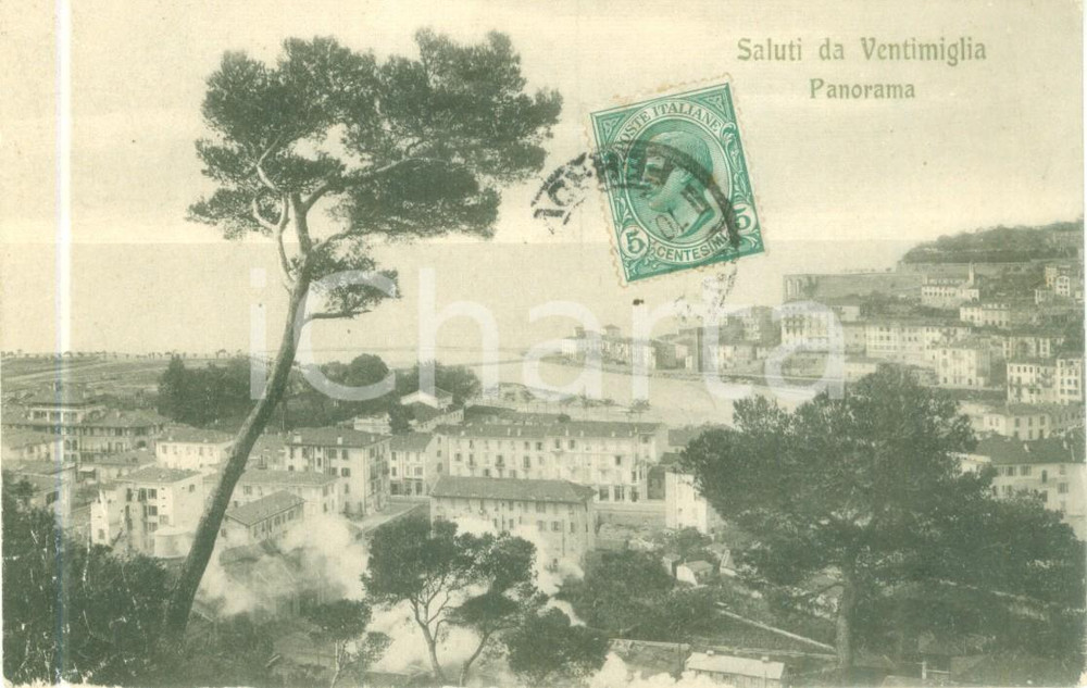 Cartolina originale da collezione 1914 VENTIMIGLIA IM Panorama della cittÃ  e del porto Cartolina FP VG 1