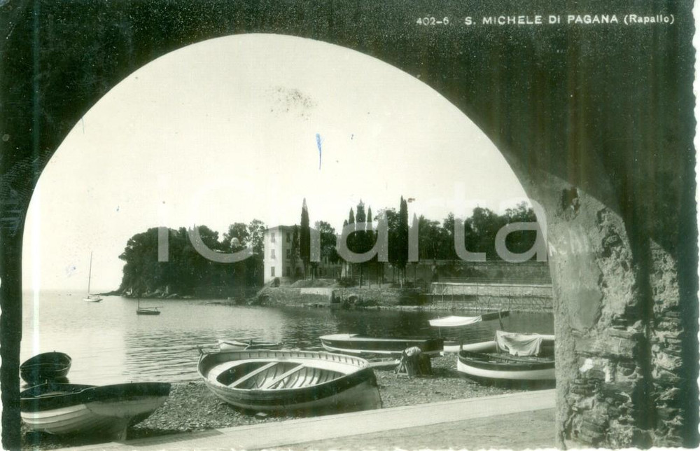 Cartolina originale da collezione 1949 RAPALLO GE Barche in secca a SAN MICHELE DI PAGANA Cartolina FP VG 1