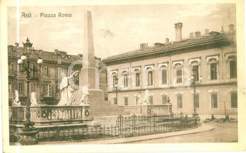Cartolina originale da collezione 1930 ca ASTI Obelisco in Piazza ROMA Cartolina postale FP NV 1