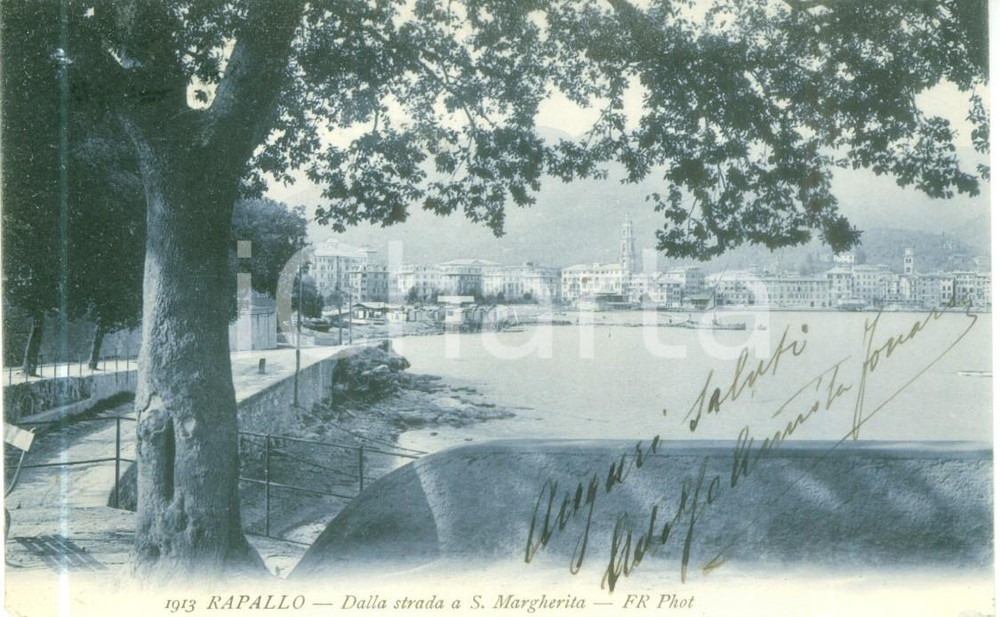 Cartolina originale da collezione 1913 RAPALLO GE Dalla strada a SANTA MARGHERITA Cartolina postale FP VG 1