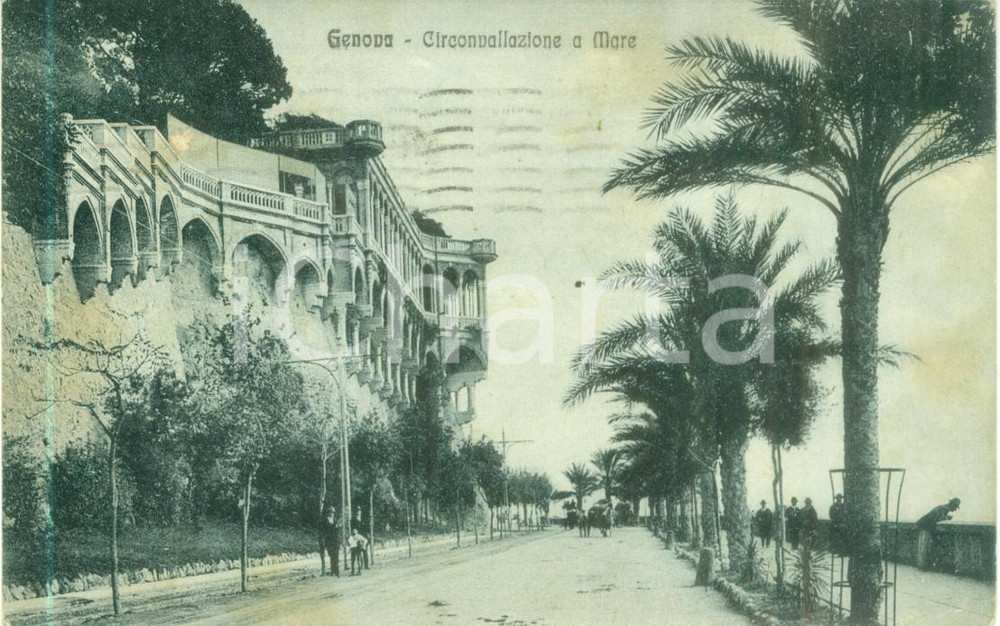 Cartolina originale da collezione 1925 GENOVA Circonvallazione a Mare Cartolina ANIMATA FP VG 1
