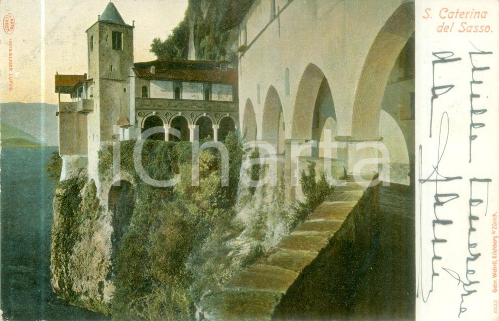 Cartolina originale da collezione 1900 ca LEGGIUNO VA Eremo di Santa Caterina DEL SASSO Cartolina FP VG 1