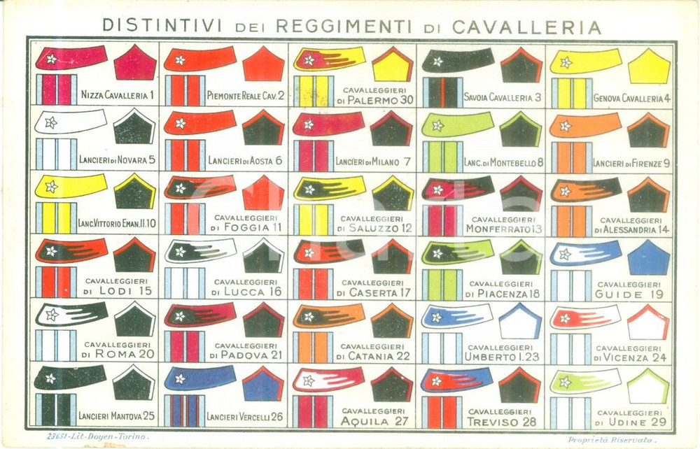 Cartolina originale da collezione 1935 ca REGGIMENTI DI CAVALLERIA Distintivi cavalleggeri Cartolina 1 1