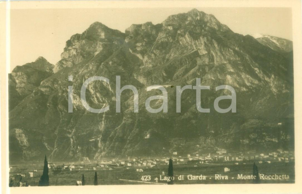 Cartolina originale da collezione 1920 ca RIVA DEL GARDA TN Panorama con Monte ROCCHETTA Cartolina FP NV 1
