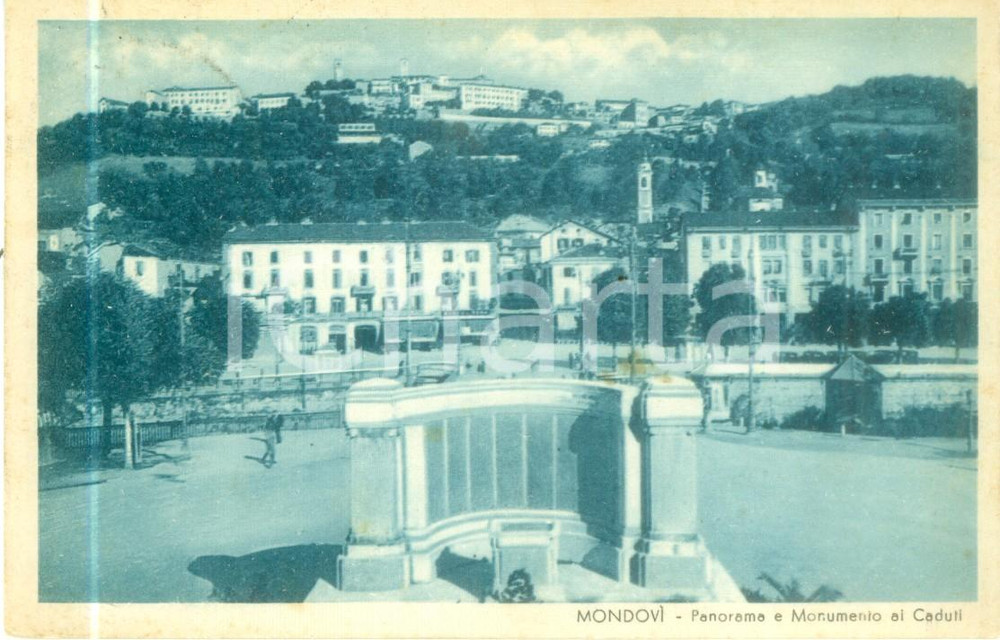 Cartolina originale da collezione 1939 MONDOVÃŒ CN Panorama e Monumento ai Caduti Fotografia 1