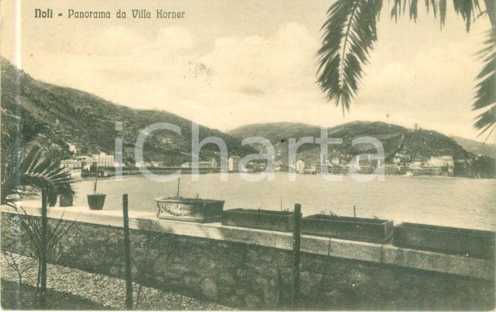 Cartolina originale da collezione 1944 NOLI SV Panorama da Villa KORNER Cartolina francobollo sovrastampa RSI 1