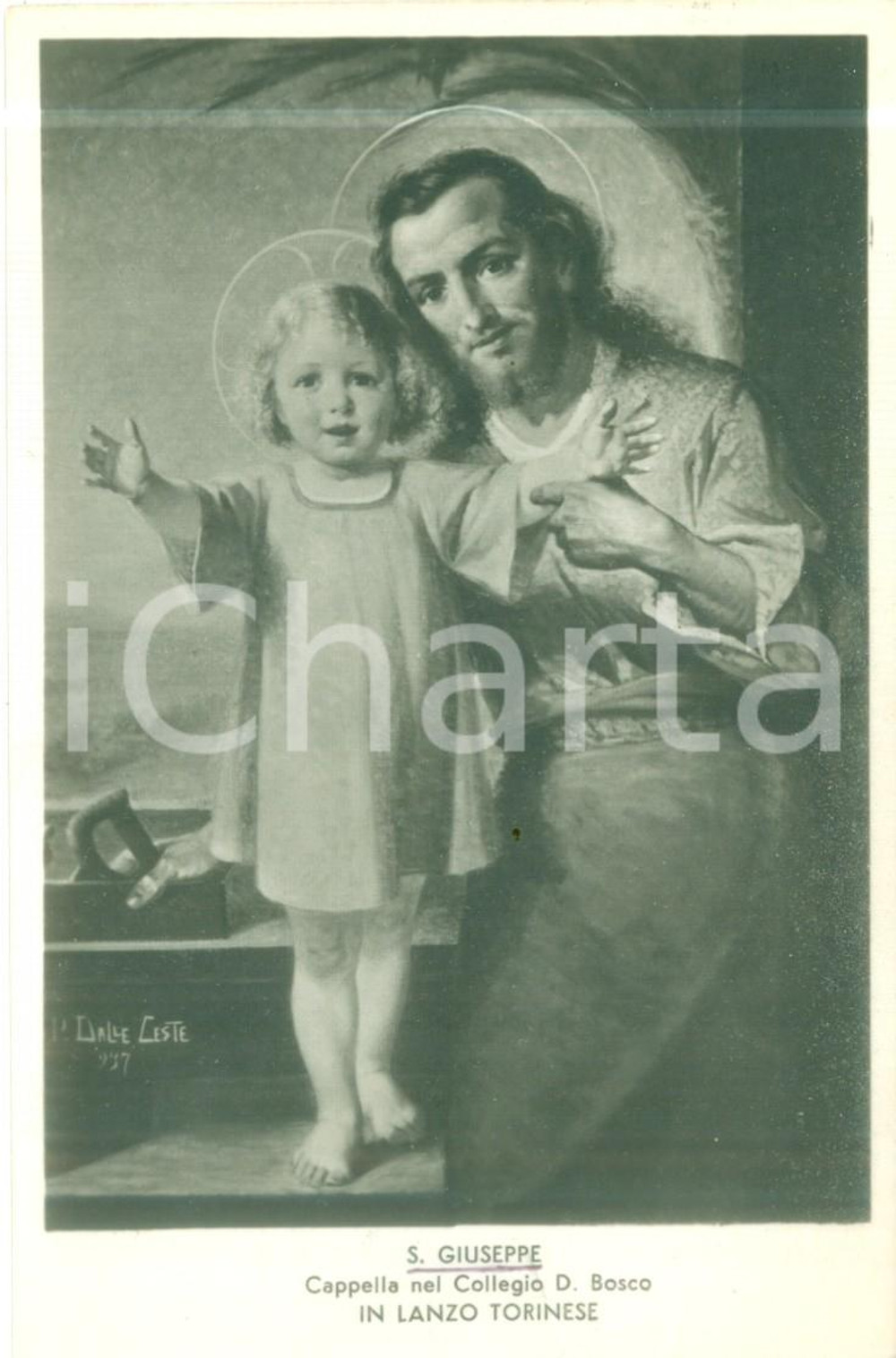 Cartolina originale da collezione 1950 ca LANZO TORINESE San Giuseppe Cappella nel Collegio DON BOSCO Cartolina FP 1
