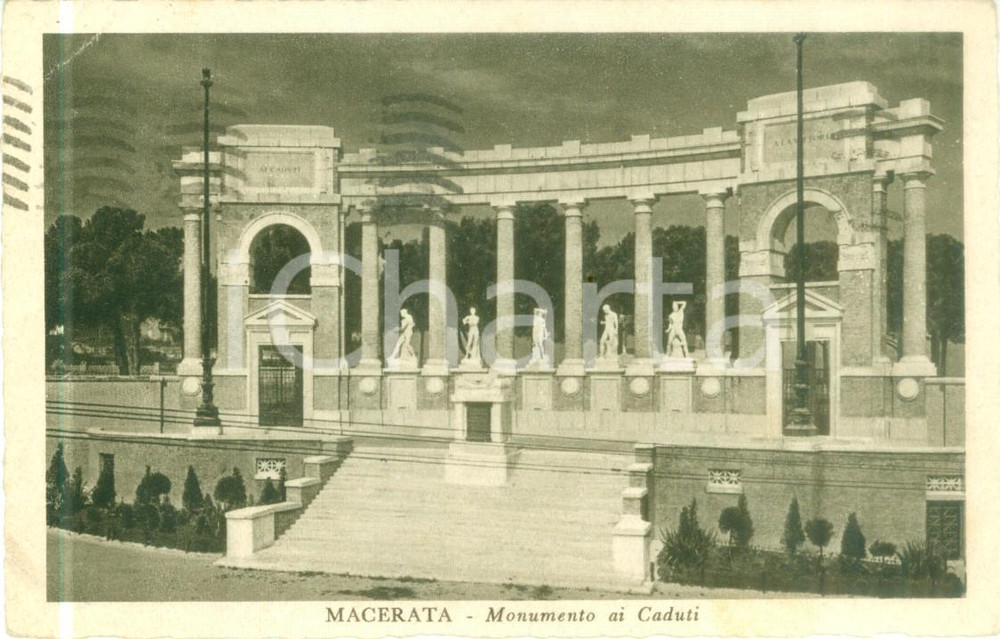 Cartolina originale da collezione 1935 MACERATA Monumento ai caduti Cartolina postale FP VG 1