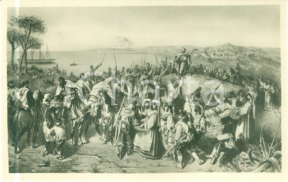 Cartolina originale da collezione 1930 ca Giuseppe GARIBALDI sbarca a MARSALA con i Mille Cartolina FP NV 1