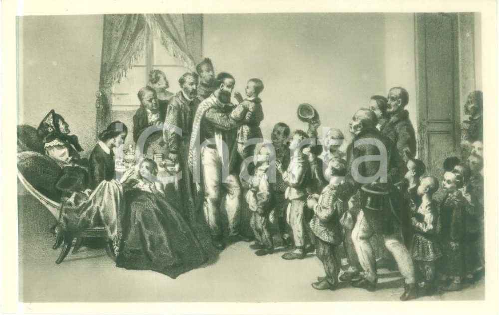 Cartolina originale da collezione 1930 ca Giuseppe GARIBALDI riceve bambini scuola di REZZATO Cartolina FP NV 1