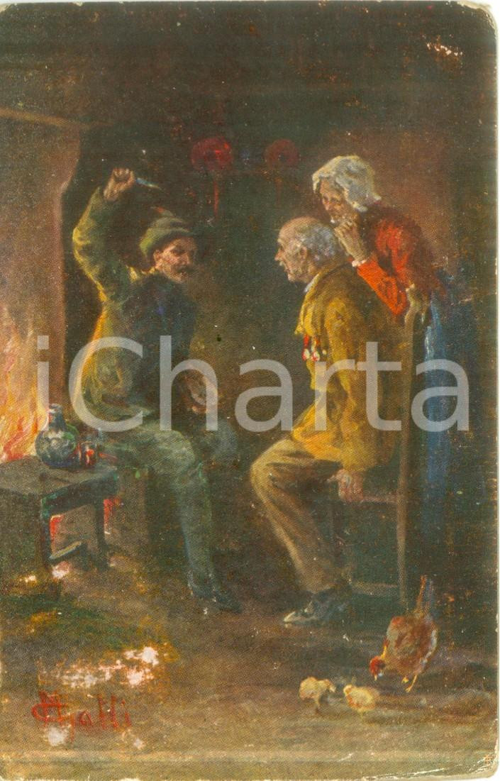 Cartolina originale da collezione 1918 Pittore M. GATTI Il racconto dell episodio eroico Cartolina FP VG 1