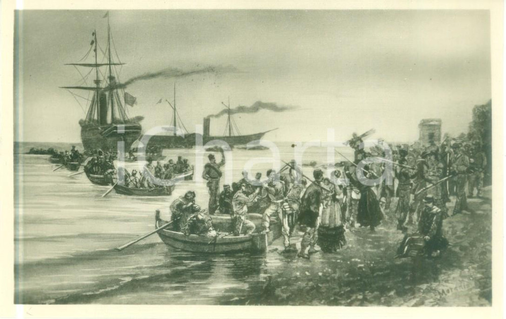 Cartolina originale da collezione 1930 ca Giuseppe GARIBALDI si imbarca a QUARTO con i Mille Cartolina FP NV 1